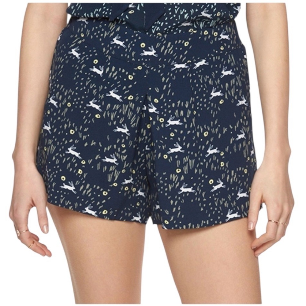NWT Lauren Conrad Disney Alice in Wonderland Pleated Soft Shorts Bunny Blue Sz M
